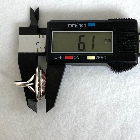 VTG Sterling Silver 925 Oval Bezel Set Banded Agate Double Split Shank Ring Sz 6 - Picture 14 of 16